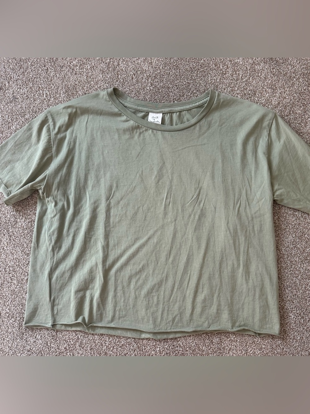 Classic Cropped Crewneck T-Shirt - sage green